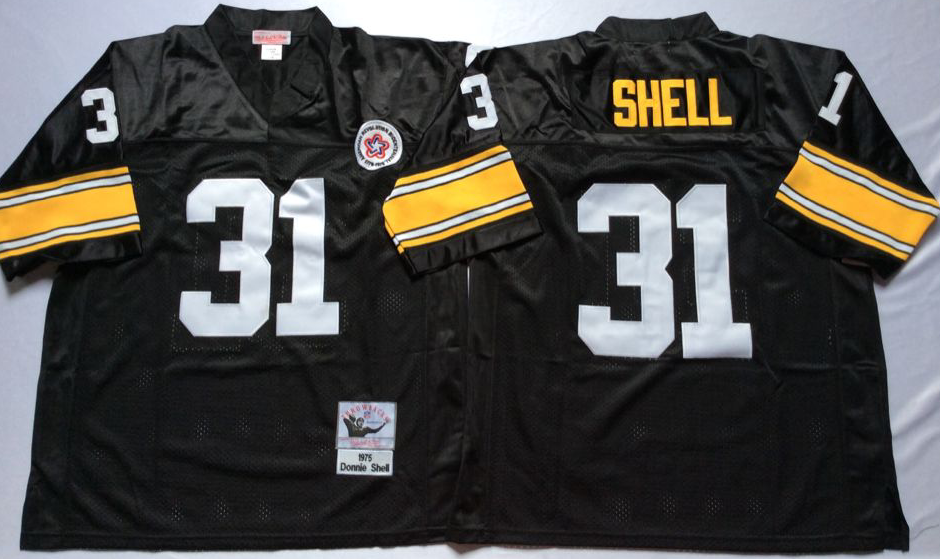 Men NFL Pittsburgh Steelers #31 Shell black Mitchell Ness jerseys->pittsburgh steelers->NFL Jersey